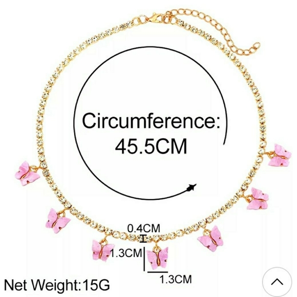 Crystal butterfly choker with gold chain - Picture 4 of 4